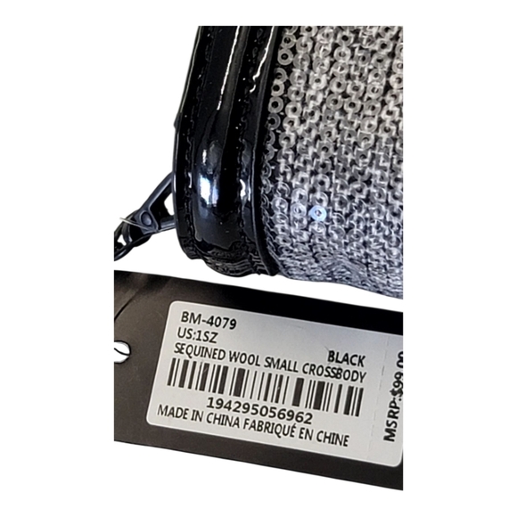 Badgley Mischka Grey Plaid Sequin WOOL Cross Body Purse NWT - Picture 5 of 12